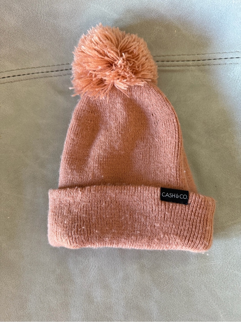 Baby Pom Beanie Hat in Dusty Pink